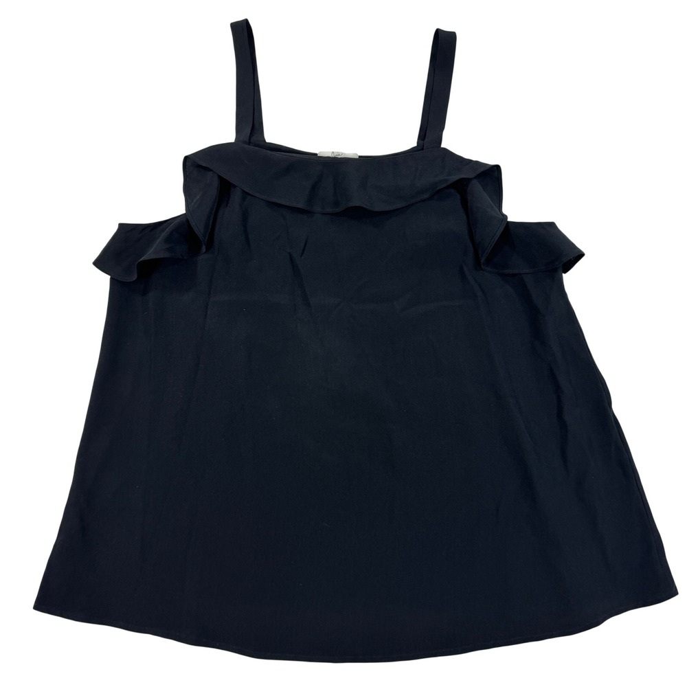 Joie Silk Cold Shoulder Ruffle Tank Top Black Size S Camisole Blouse Luxurious